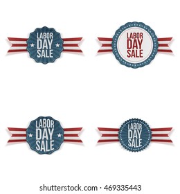 Labor Day realistic greeting Emblems Set