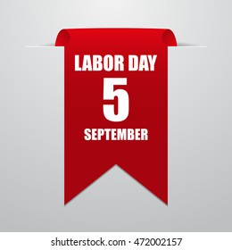Labor day. Red label on a gray background. Vector illustration eps10