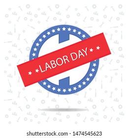 Labor day Ring American symbols icon logo emblem on tool white background.