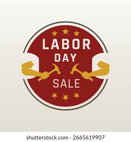 crachá do dia de trabalho com ilustração de ferramentas