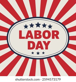 Labor day rubber stamp with red and white stripes
