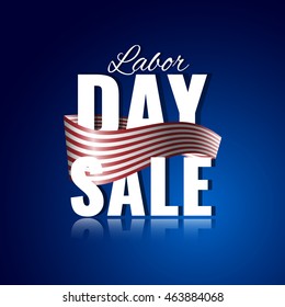 Labor Day sale.  Abstract american theme background with waving flag. Stock vector.