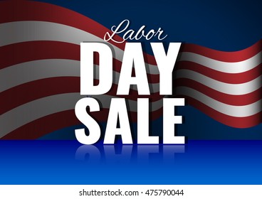 Labor Day sale. Abstract american theme starry background with waving flag. Stock vector.