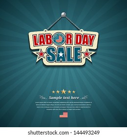 Labor day sale American signs hanging with chain design background, vector illustration