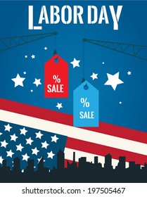 Labor day sale American signs price tag with crane design 