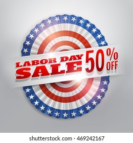 Labor day sale banner with america flags bunting.Vector illustrations eps 10