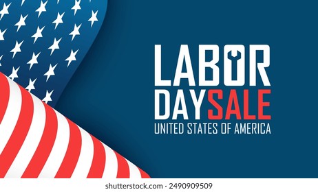 Labor Day Sale Banner. Commercial background for Labor Day shopping advertising. American federal holiday sales promotion. Vector illustration.