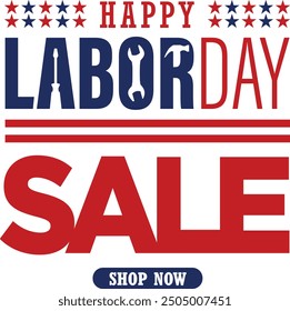 Labor Day sale banner set. Promotional square backgrounds. Shopping, business and social media cards. Labor Day Sale Commercial Sign with hand lettering and american flag for shopping activities.