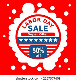 Labor day sale banner with simple design. Vector price discount