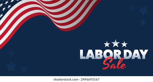 Labor Day sale banner template. Modern vector illustration with text , flag, gradient.