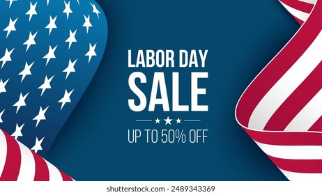 Labor Day Sale. Commercial background for Labor Day shopping advertising. American federal holiday sales promotion. Vector illustration.