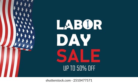 Labor Day Sale. Commercial background for Labor Day shopping advertising. American federal holiday sale promotion. Vector illustration. isolated on blue background .