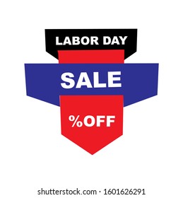 Labor Day Sale. Discount offer price tag. Special offer  sale red label. Vector Modern Sticker illustration. Isolated Background  
