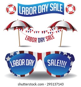 Labor Day sale marketing banner collection. EPS 10 vector. 