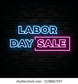 Labor Day Sale Neon Signs Vector