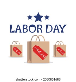 Labor day sale with paper bag design.EPS 10 vector.