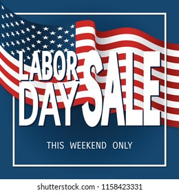 Labor Day Sale poster with a US flag