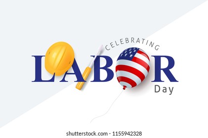 Labor day sale promotion advertising banner template decor with American flag balloons decor .American labor day wallpaper.voucher discount.Vector illustration .