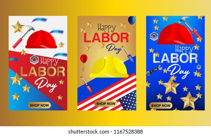 Labor day sale promotion advertising banners, vector, illustration