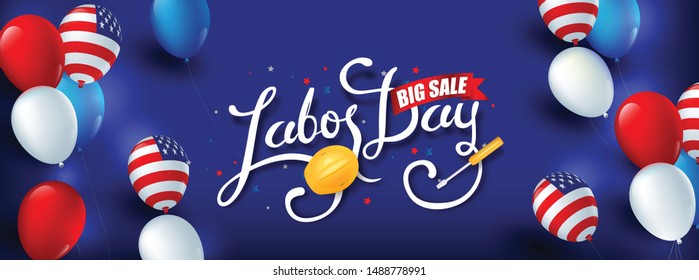 Labor day sale promotion advertising banner template.American labor day wallpaper.voucher discount.Vector illustration .