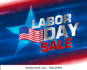 Labor day sale promotion advertising banner template decor with American flag. American labor day background. American labor day sale card abstract background. Vector illustration.