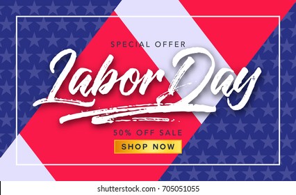 Labor day sale promotion advertising banner template. American labor day wallpaper. Voucher discount. Vector illustration.