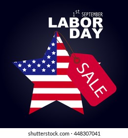 Labor day sale and red tag. vector illustrator.