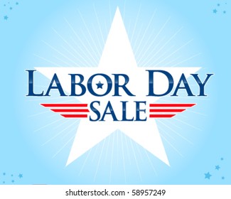 Labor Day sale vector with big star