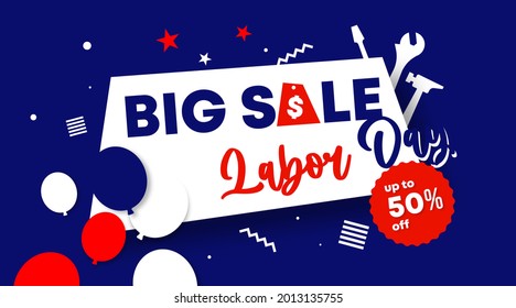Labor day sale web banner and flyer background illustration vector