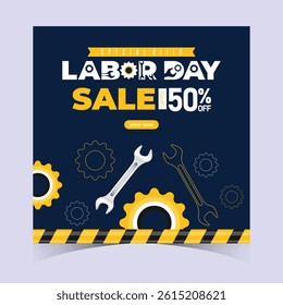 Labor Day Sale Web Banner Template Bold Abstract Design Honoring Workers. Labour Day Poster Illustration Design for Promotion Sale Event. Special Offer Labor Day Sale advertising background