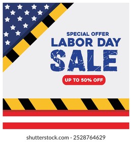 Labor Day sales promotion. American flag background. Labor Day sale concept. Flat vector illustration.