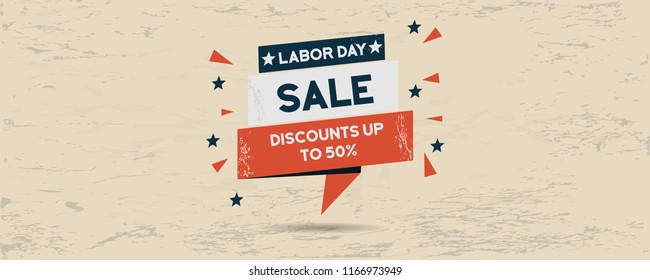 Labor Day sales promotion banner with grunge background in header image format