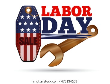 Labor Day sales tag. Vector illustration