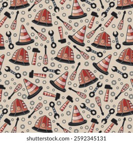 Labor Day Seamless Pattern Design Illustration background, template for banner, greeting card, web, social media.