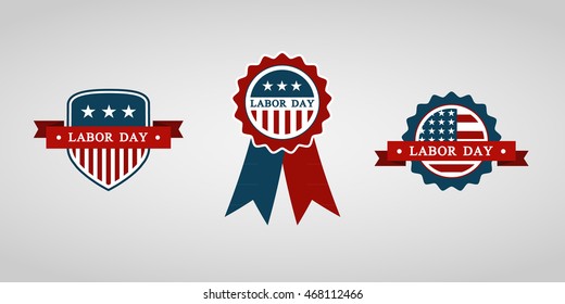 Labor Day set of stickers. Vector illustration.