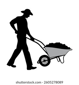 Labor Day Silhouette of a Worker with Wheelbarrow
