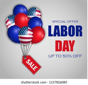Labor day special sale concept background. Realistic illustration of labor day special sale vector concept background for web design