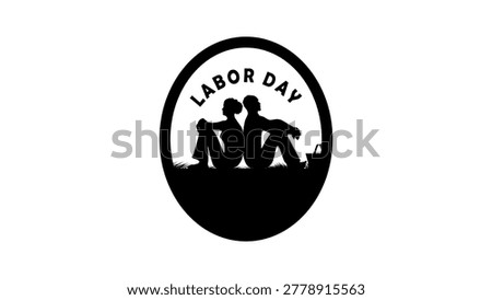 labor day symbol, black isolated vector silhouette