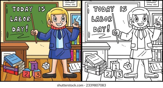 Labor Day Teacher in the Classroom Illustration