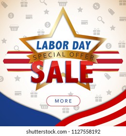 labor day template background with America flag