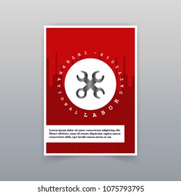 Labor day typographic card with red background