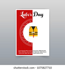 Labor day typographic card with red background