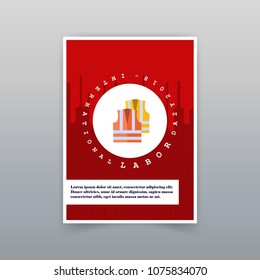 Labor day typographic card with red background