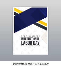 Labor day typographic design with blue theme vector 