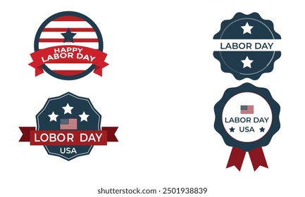  labor day typographic emblems, labels set.