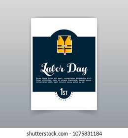 Labor day typogrpahic card with dark background vector 