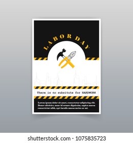 Labor day typogrpahic card with dark background vector 