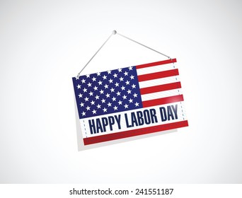 labor day us hanging flag illustration design over a white background
