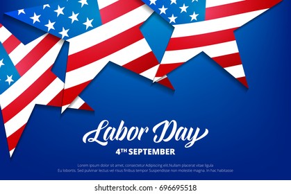 Labor Day. USA Labor Day background. Banner with stars of USA flag and typography. USA Labor Day illustration.