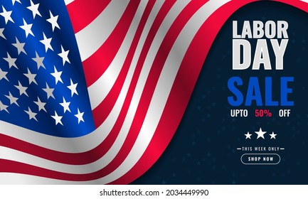 Labor Day USA background sales promotion advertising banner template with american flag design